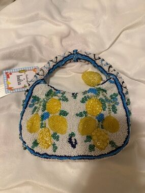 Beaded Lemon Mini Bag - White and Yellow